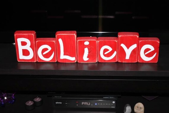 believe wooden christmas blocks