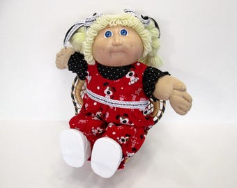 Cabbage Patch Kid Doll Clothes: Romper, Blouse, Diaper & Bow Set