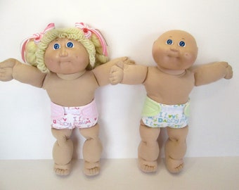 Two Diapers for 13 through 16 inch tall Boy and Girl Baby Dolls