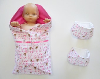 Snuggle Wrap Blanket and Two Diapers for 13-16 inch Girl Baby Dolls - Group 2