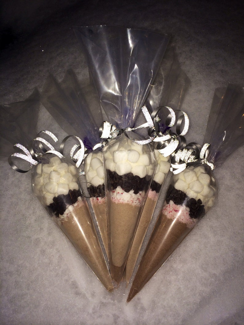 Set of 5 Hot Chocolate Cocoa Cones Gift Bags Kit Marshmallows Etsy