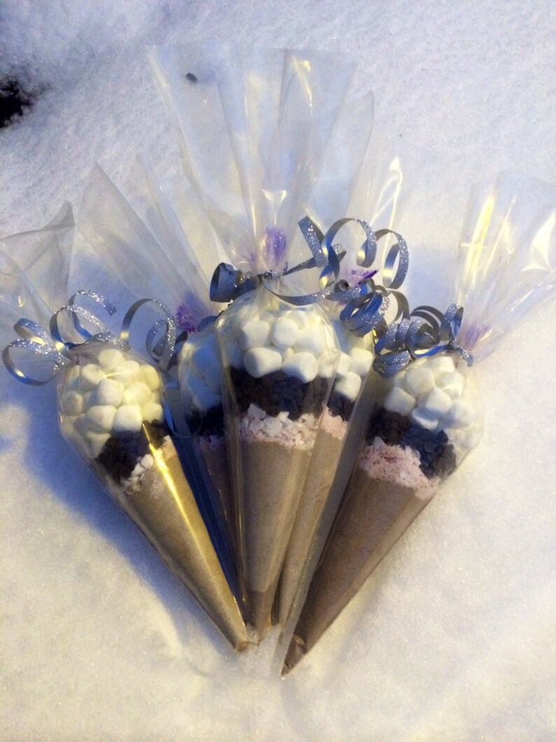 Set of 5 Hot Chocolate Cocoa Cones Gift Bags Kit Marshmallows | Etsy
