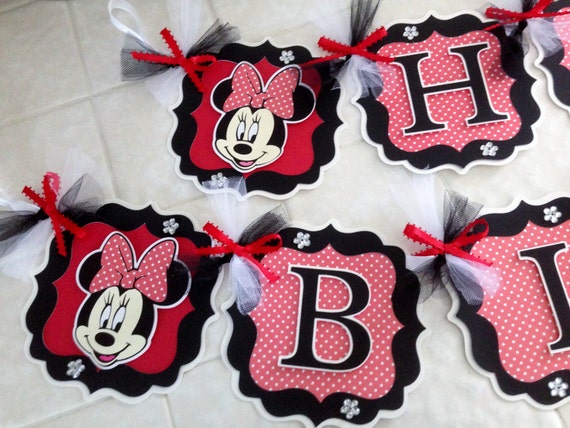 Minnie Mouse Party Decorations Red Black White Minnie Mouse Etsy