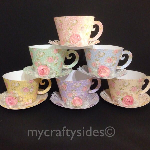 Cupcake Holder Tea Cups, or  PartyFavors, Shabby Chic Party Favors