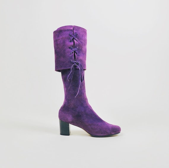 SOLD Vintage 60s Suede Go Go Boots Knee High Purpl