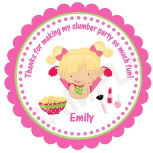 Slumber Party Stickers Personalized Stickers Party Favor Stickers Treat Bag Stickers Printable Stickers Gift Tags Thank You Stickers Girl