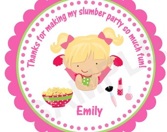 Slumber Party Stickers Personalized Stickers Party Favor Stickers Treat Bag Stickers Printable Stickers Gift Tags Thank You Stickers Girl