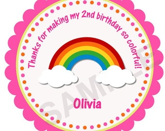 Colorful Rainbow Birthday Stickers Rainbow Stickers Personalized Birthday Party Favor Stickers Kids Birthday Favor Tags Birthday Labels Girl