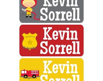 CLOTHING TAG Labels Clothing Label Laundry Safe Peel and Stick Laundry Care Tag Labels Daycare Label Uniform Labels - Firefighter Hero