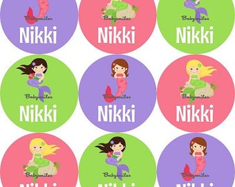 Personalized Waterproof Labels Waterproof Stickers Name Label Dishwasher Safe Daycare Label School Label Baby Label - Mystical Mermaid