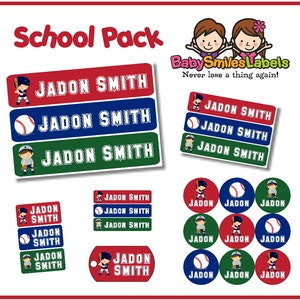 Schulpaket - Personalisierte wasserdichte Etiketten Schuhetiketten Kleidungsetiketten Etiketten Taschenanhänger Kindergartenetiketten Namensetiketten - Baseball Allstars