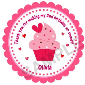 Cupcake Personalized Birthday Stickers Party Favor Stickers Kids Birthday Gift Tags Birthday Favor Stickers Sweet Treats Stickers Thank You