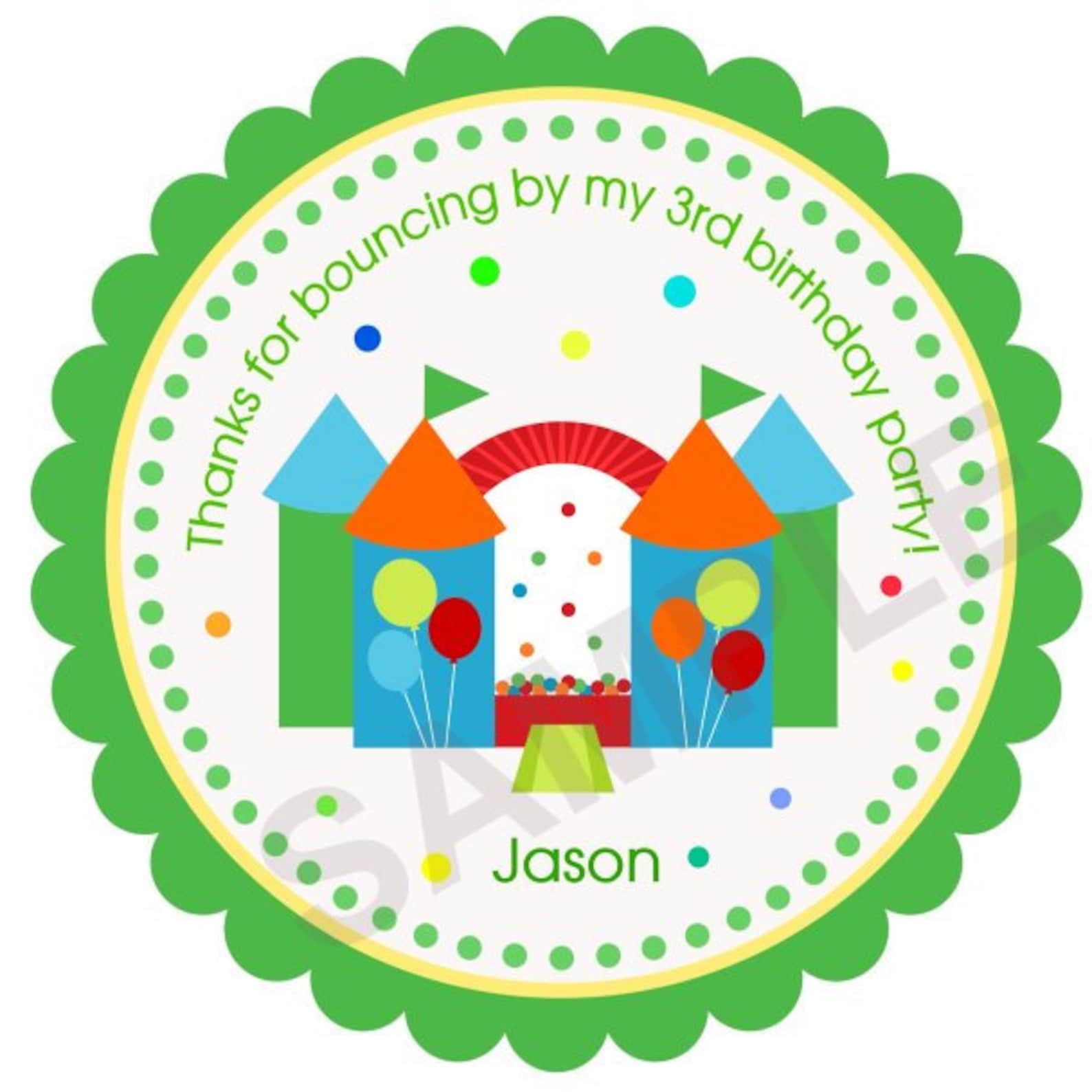 Bounce Sticker Bounce House Personalized Birthday Stickers Party Favor Stickers Kids ...