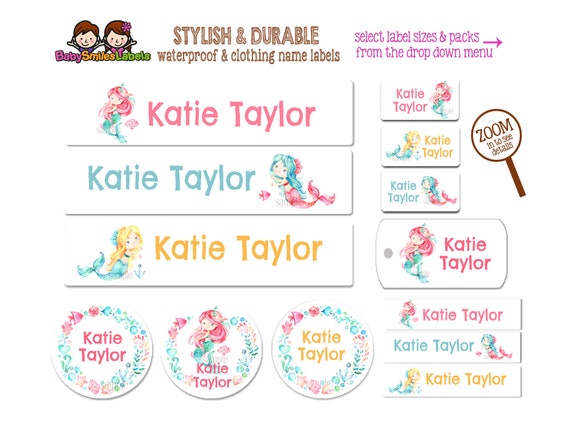 Clothing Labels For Kids: Mermaid Clothing Labels