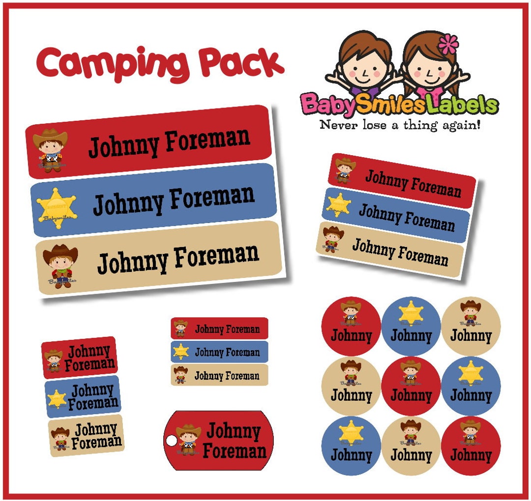 Camp Pack - Personalized Waterproof Labels Shoe Labels Clothing Tag ...