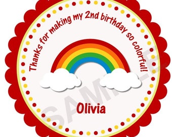 Colorful Rainbow Birthday Stickers Rainbow Stickers Personalized Birthday Party Favor Stickers Kids Birthday Favor Tags Birthday Labels Girl