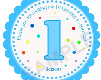 Polka Dot Personalized Birthday Stickers Party Favor Stickers Kids Birthday Stickers Gift Tags Birthday Favor Stickers Polka Dot Stickers