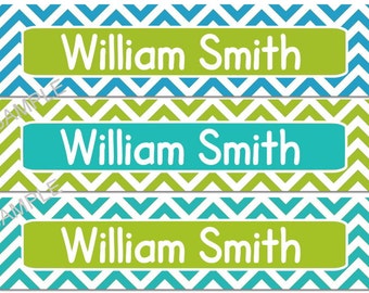 Personalized Waterproof Labels Waterproof Stickers Name Label Dishwasher Safe Daycare Label School Label - Boy Chevron
