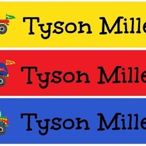 Personalized Waterproof Labels Waterproof Stickers Name Label Dishwasher Safe Daycare Label School Label - Super Monster Trucks