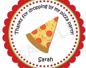 Pizza Personalized Birthday Party Stickers Party Favor Stickers Pizza Birthday Stickers Thank You Stickers Goody Bag Sticker Birthday Labels