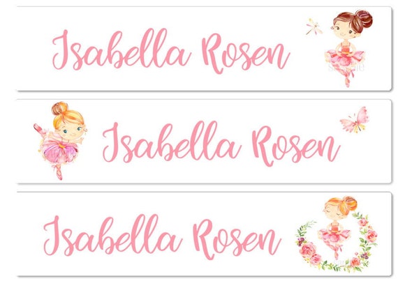 Ballerina Name Labels, Personalized School Supply Stickers, Waterproof Name  Labels for Daycare, Camp or School, 30 Ballet Themed Labels 