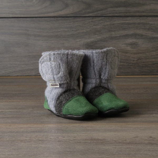 Rincones diseño de fieltro lana botines/zapatillas, tamaño 2.5 (0-6 meses) / 4" longitud cierre de Velcro