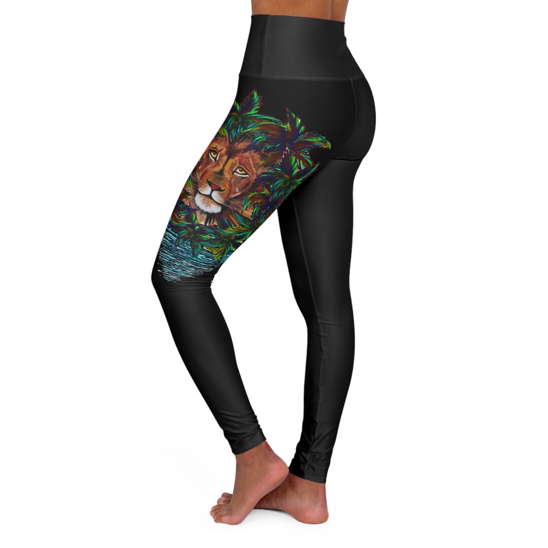 High Waisted Yoga Pants, Leo the Lion - Etsy
