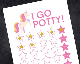 Unicorn Potty Training Chart | Potty Chart |  Potty Training Chart for Girls