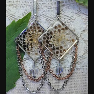 Carpet Python Snake Shed Dangle Earrings – Real Shed, Pressed Flowers, Stainless Steel Hooks