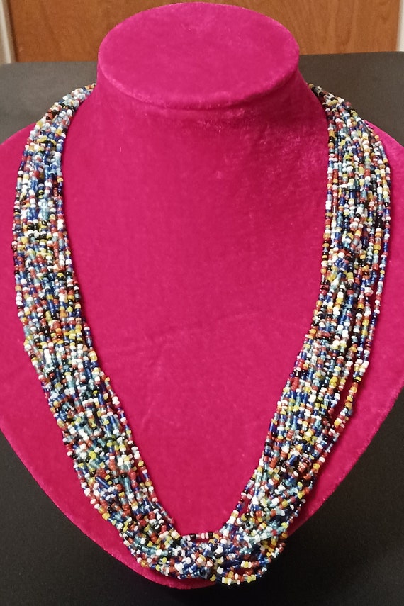 Vintage Multi-Strand Glass Bead Necklace