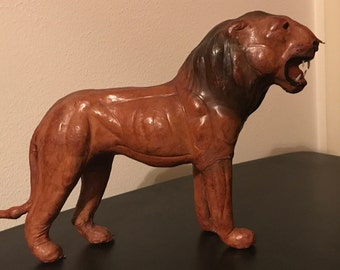 Lion Statue Vintage Handmade Leather