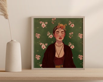 Frida - Illustrated Giclee Fine Art Print by Endless Takeout