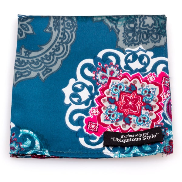 Blue Paisley Silk Pocket Squares