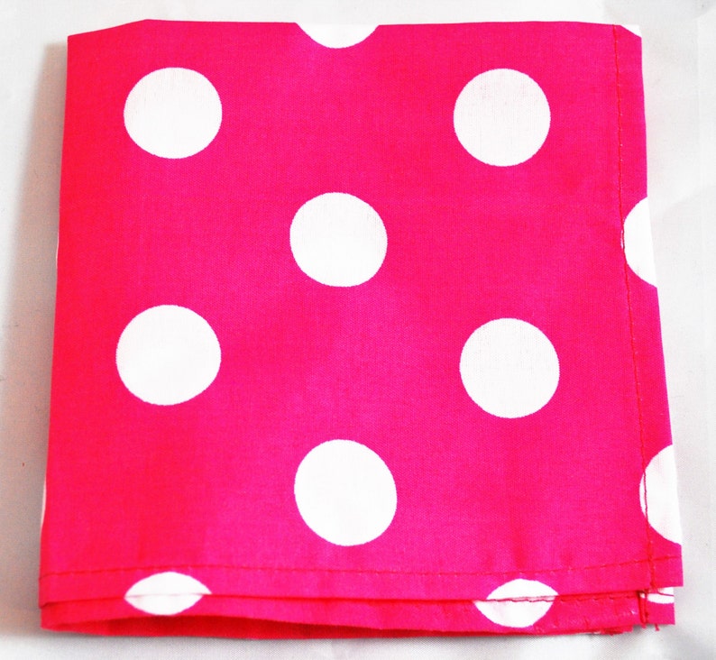 Large Pink and White Polka Dot Pocket Square image 1
