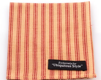 Crimson and Cream Stripe Pocket Square