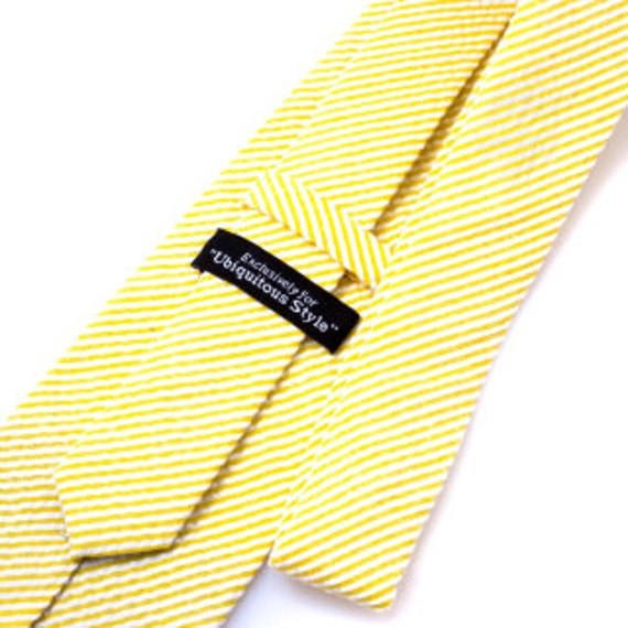 ★s/e/o★ CHECKERBOARD TIE BRIEF YELLOW Tie - Small, blue fish motif on yellow - Notch FORZAPESCE Yellow