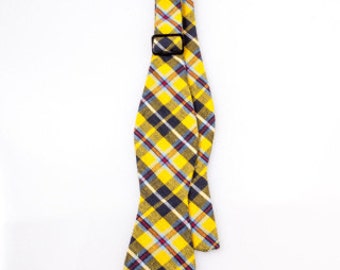 Boys Yellow Plaid Bow Tie