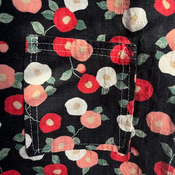 Poppy patterned boxy button up floral blouse