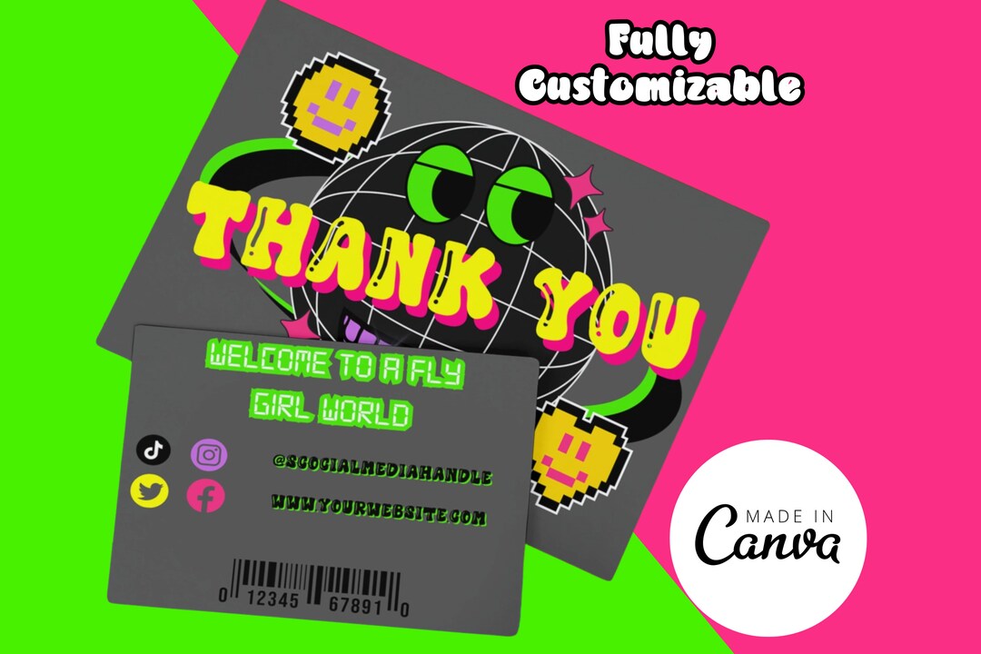Editable Y2K Canva Template, Printable Y2k Insert, Small Business