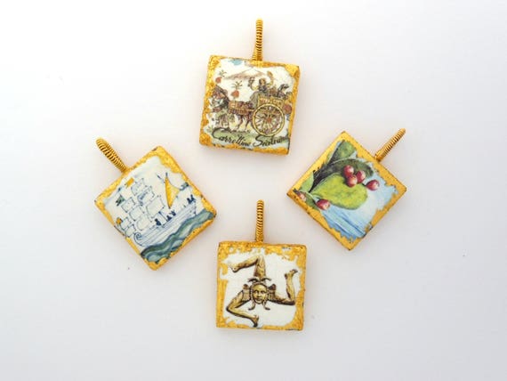 Sicily Pendentif argent massif Trinacria Sicilia Sicile