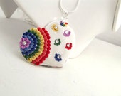 Heart Necklace Floral Heart Floral Jewellery Red Blue Yellow Rainbow Heart Flower Heart  Colourful Summer Necklace Heart Gift Love Jewellery