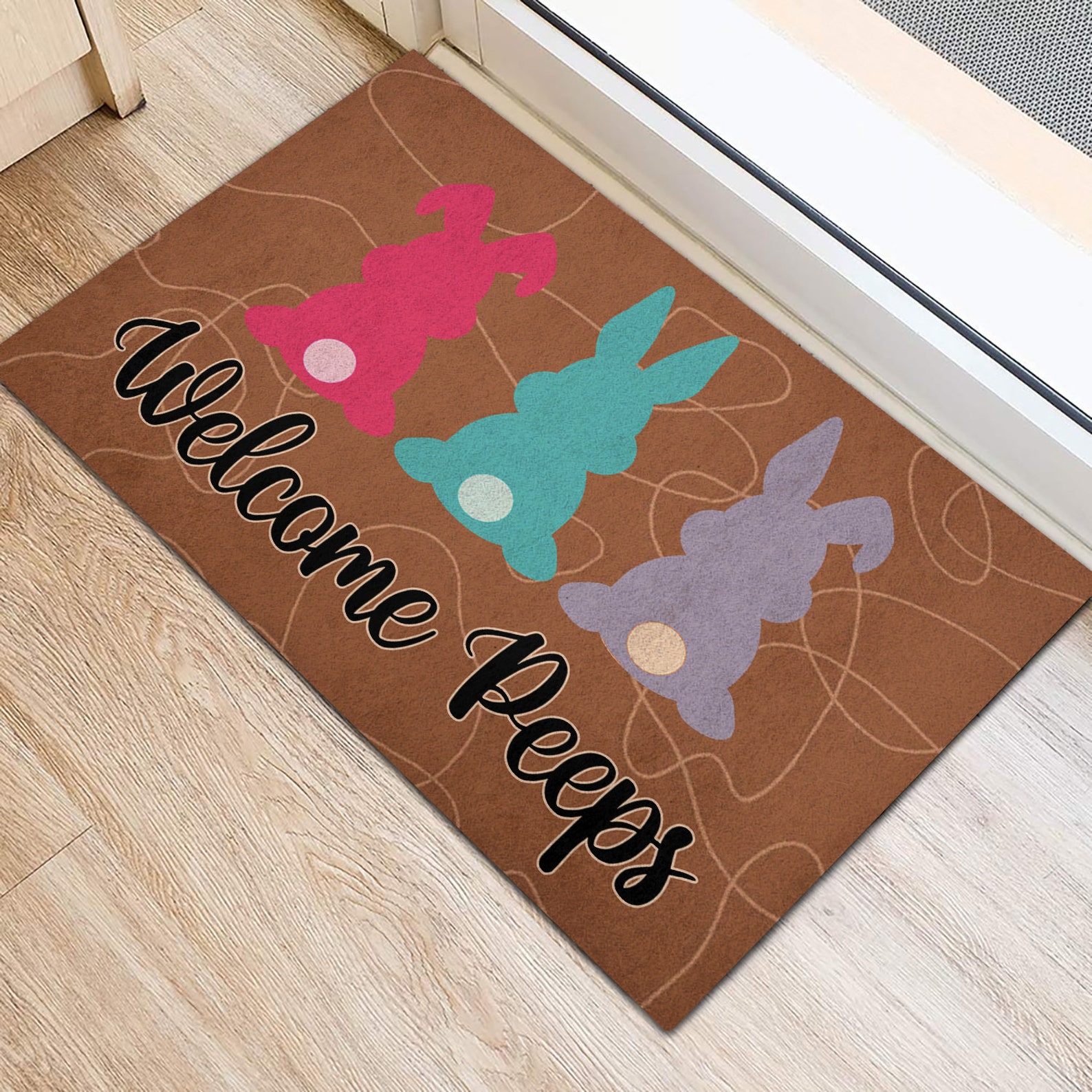 Easter Bunny Mat Spring Doormat Custom Doormat Colorful Etsy