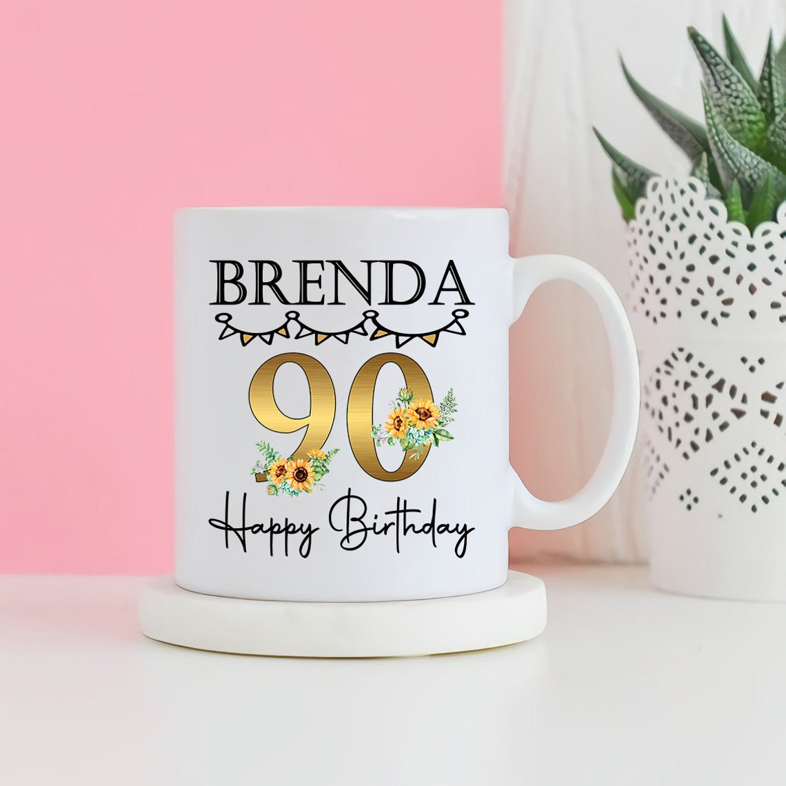 90th Birthday Mug Personalised 90th Birthday Mug Gold Etsy