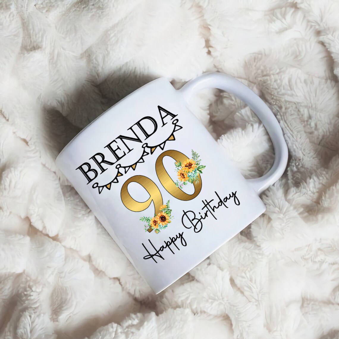 90th Birthday Mug Personalised 90th Birthday Mug Gold Etsy