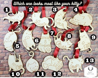 Personalized Funny Cat Ornament with Name, Custom Cute Cat Christmas Ornament, Custom Pet Ornament Gift for Pet Lovers Pet Memorial Ornament