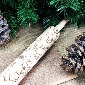 エンボス加工のめん棒 クリスマスクッキースタンプ ジンジャーブレッドマンクッキー クリスマスベーキング ホリデークッキング パン職人へのギフト おばあちゃんへのギフト