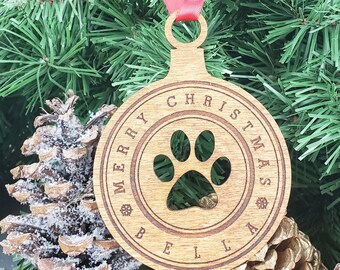 Dog Name Ornament, Personalized Dog Ornament, Custom Pet Ornament, Christmas Gifts for Dogs, Dog Christmas Ornament, Puppy Gift