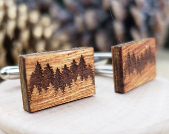 Rectangular wood tree cufflinks. Forest Cufflinks. Tree Cufflinks. Wood Cufflinks. Groomsmen Gift. Groom Gift. Gift For Men. Mens Gift.