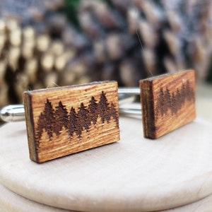 Rectangular wood tree cufflinks. Forest Cufflinks. Tree Cufflinks. Wood Cufflinks. Groomsmen Gift. Groom Gift. Gift For Men. Mens Gift.