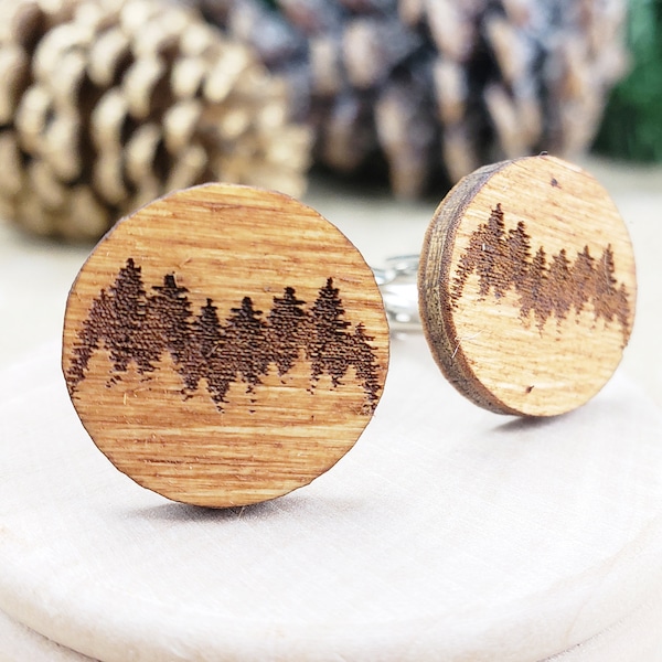 Fresh Forest Cufflinks. Tree Cufflinks. Wood Cufflinks. Groomsmen Gift. Groom Gift. Gift For Men. Mens Gift. Gifts For Dad. Gifts Under 25.